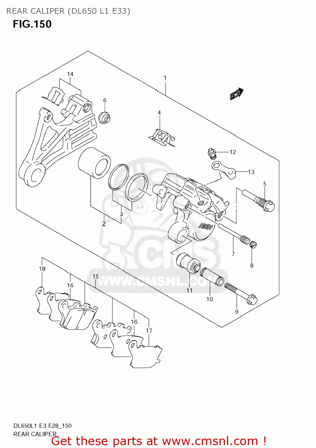 REAR CALIPER (DL650 L1 E33) DL650 VSTROM 2011 (L1) USA (E03)