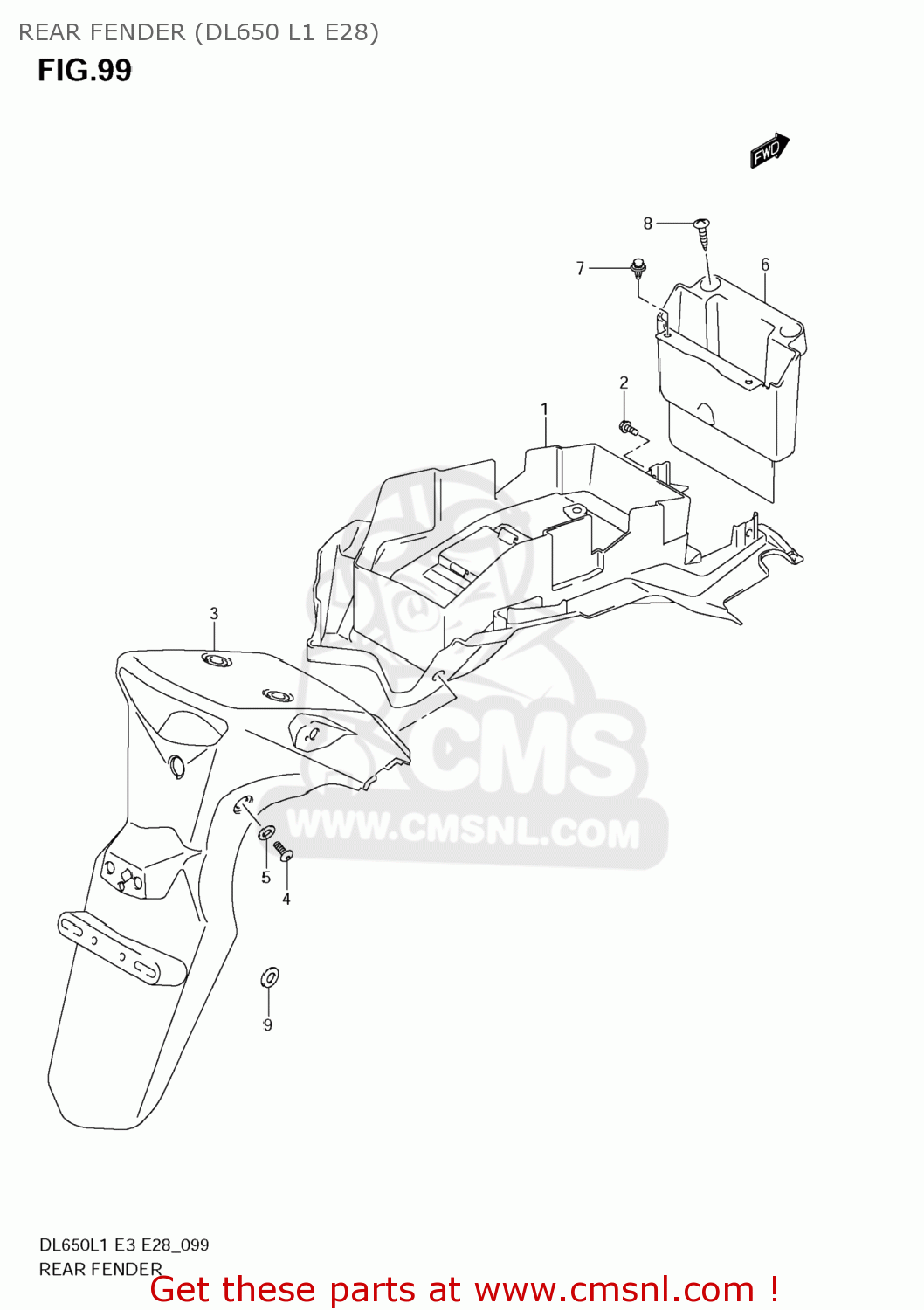 REAR FENDER (DL650 L1 E28) DL650 VSTROM 2011 (L1) USA (E03)