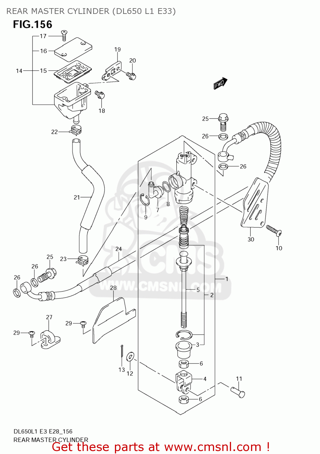 REAR MASTER CYLINDER (DL650 L1 E33) DL650 VSTROM 2011 (L1) USA (E03)