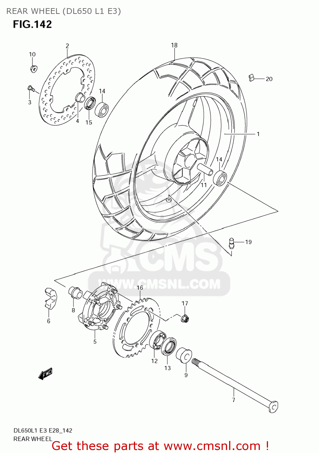 REAR WHEEL (DL650 L1 E3) DL650 VSTROM 2011 (L1) USA (E03)