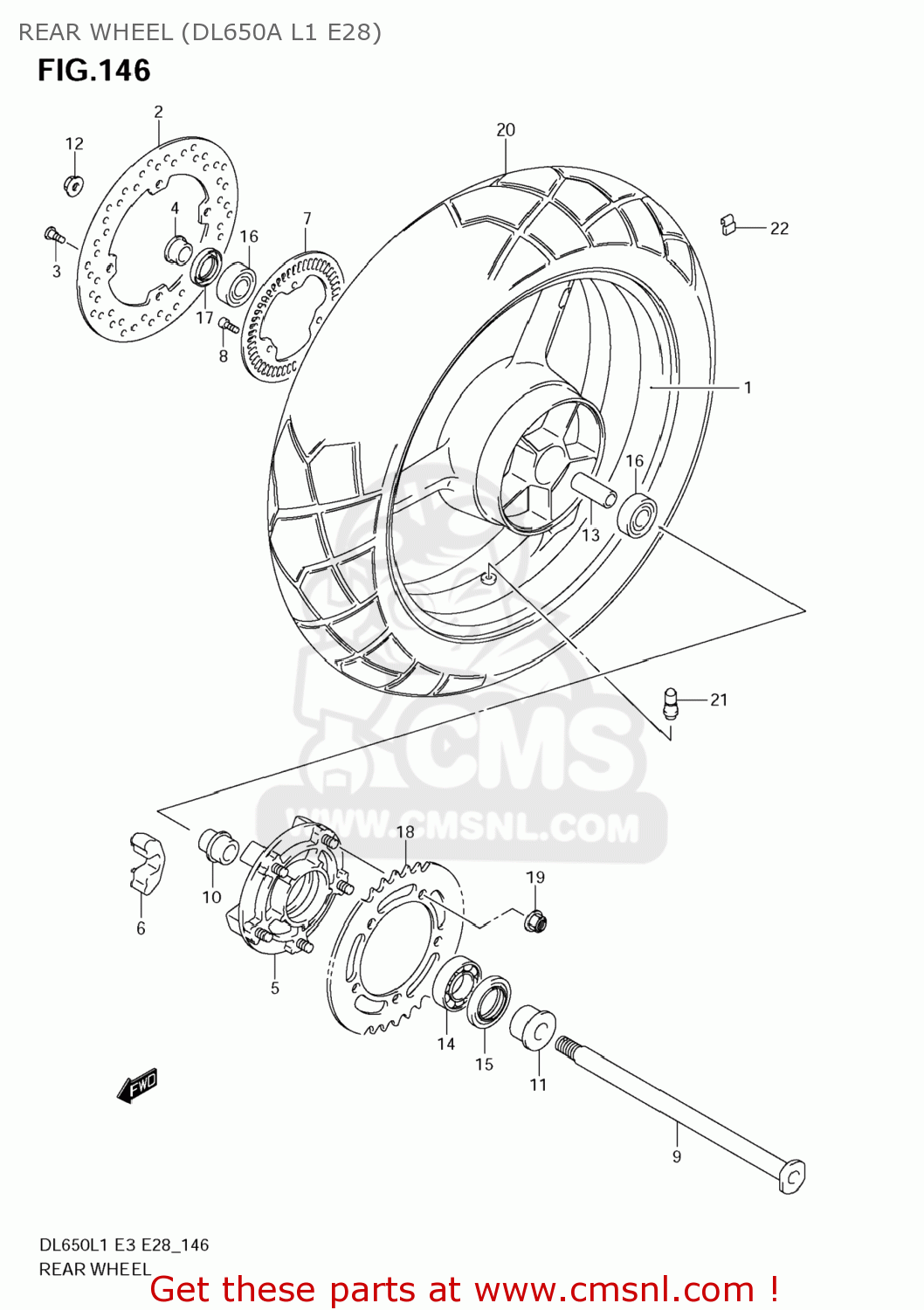 REAR WHEEL (DL650A L1 E28) DL650 VSTROM 2011 (L1) USA (E03)