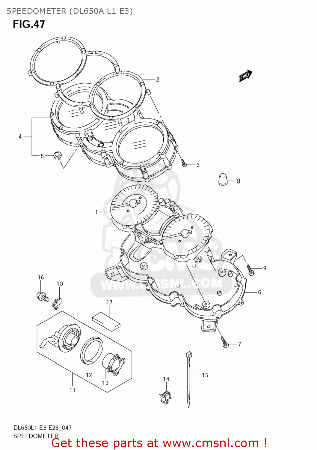 SPEEDOMETER (DL650A L1 E3) DL650 VSTROM 2011 (L1) USA (E03)