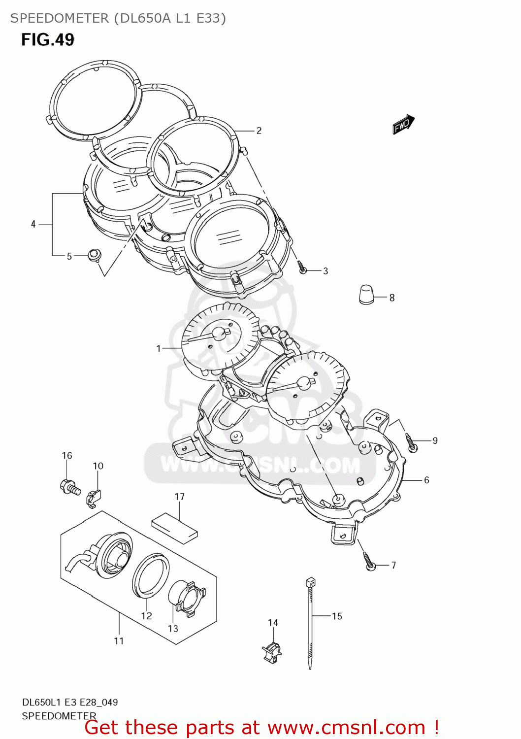 SPEEDOMETER (DL650A L1 E33) DL650 VSTROM 2011 (L1) USA (E03)