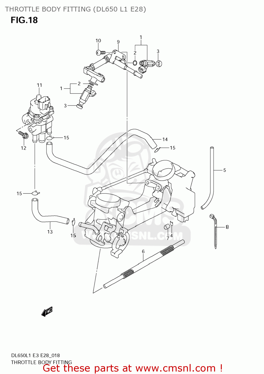 THROTTLE BODY FITTING (DL650 L1 E28) DL650 VSTROM 2011 (L1) USA (E03)