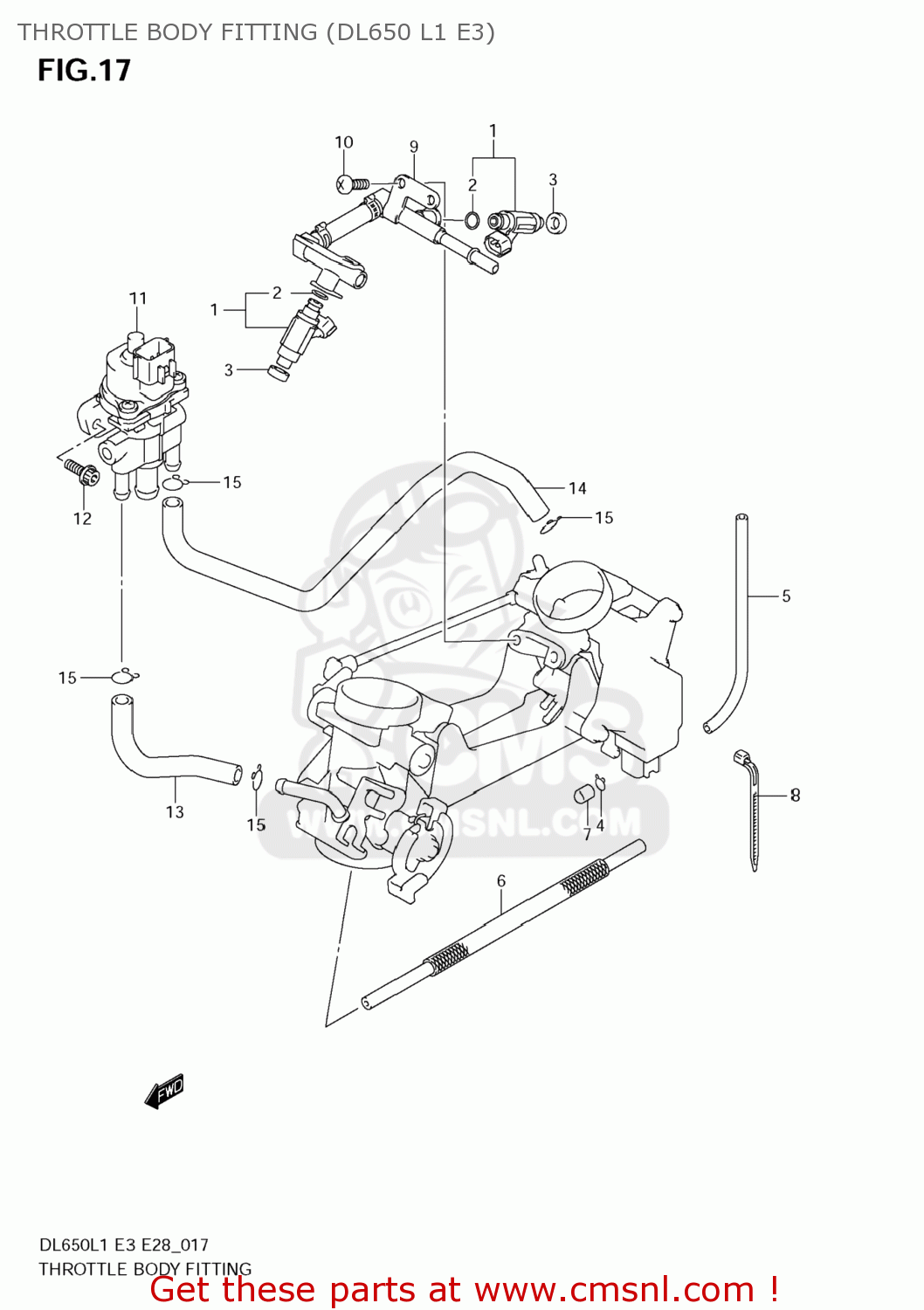 THROTTLE BODY FITTING (DL650 L1 E3) DL650 VSTROM 2011 (L1) USA (E03)