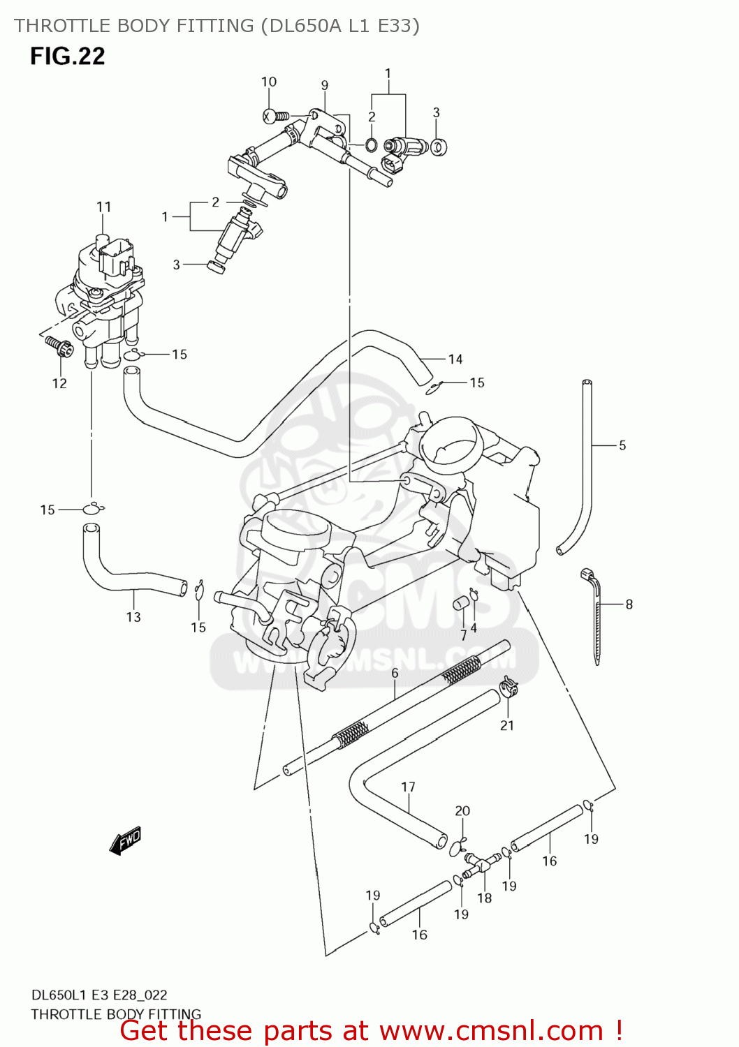 THROTTLE BODY FITTING (DL650A L1 E33) DL650 VSTROM 2011 (L1) USA (E03)