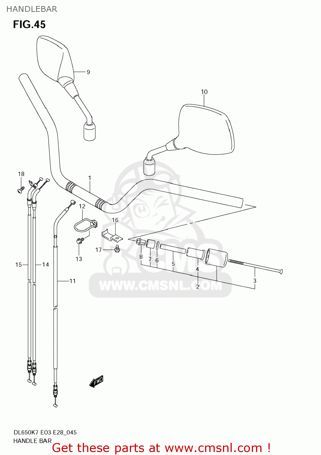 HANDLEBAR DL650A VSTROM 2007 (K7) USA (E03)