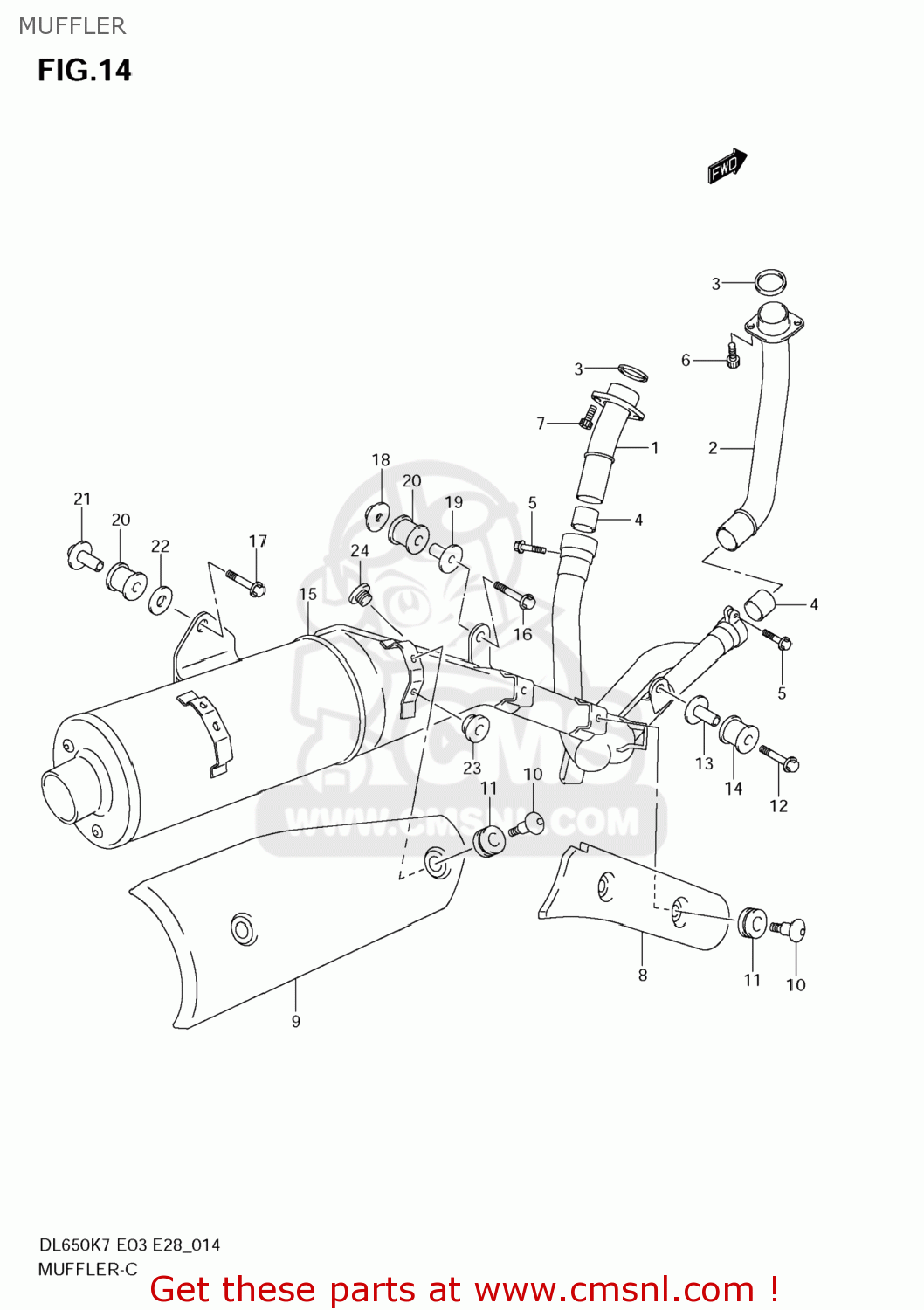 MUFFLER DL650A VSTROM 2007 (K7) USA (E03)