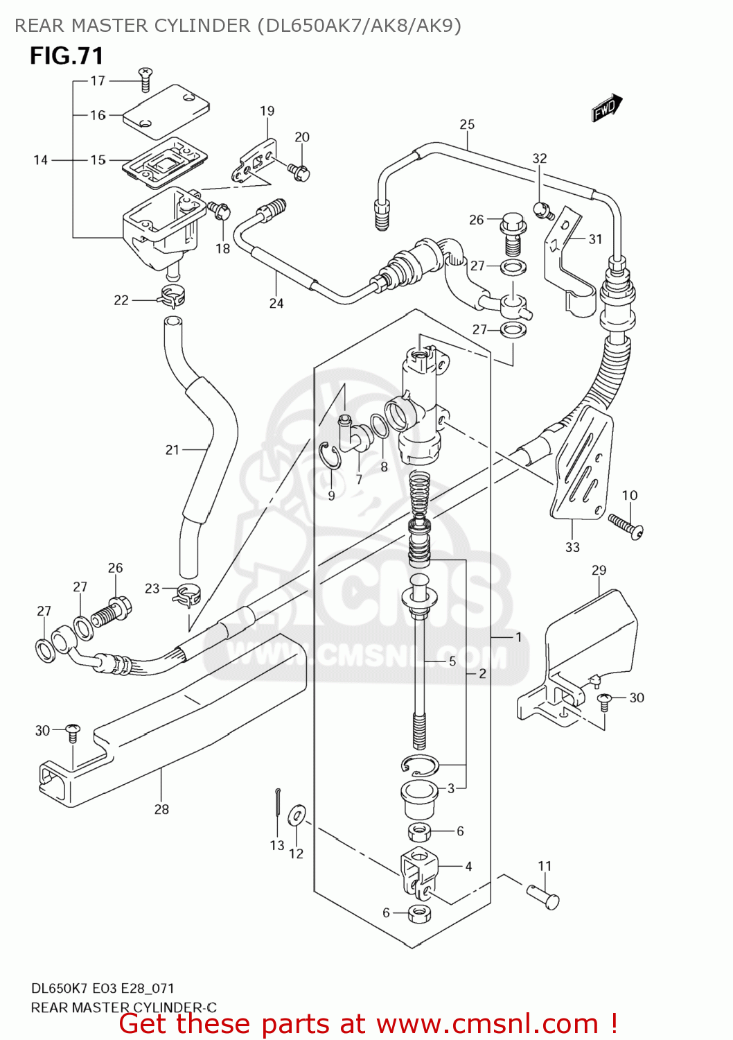 REAR MASTER CYLINDER (DL650AK7/AK8/AK9) DL650A VSTROM 2007 (K7) USA (E03)