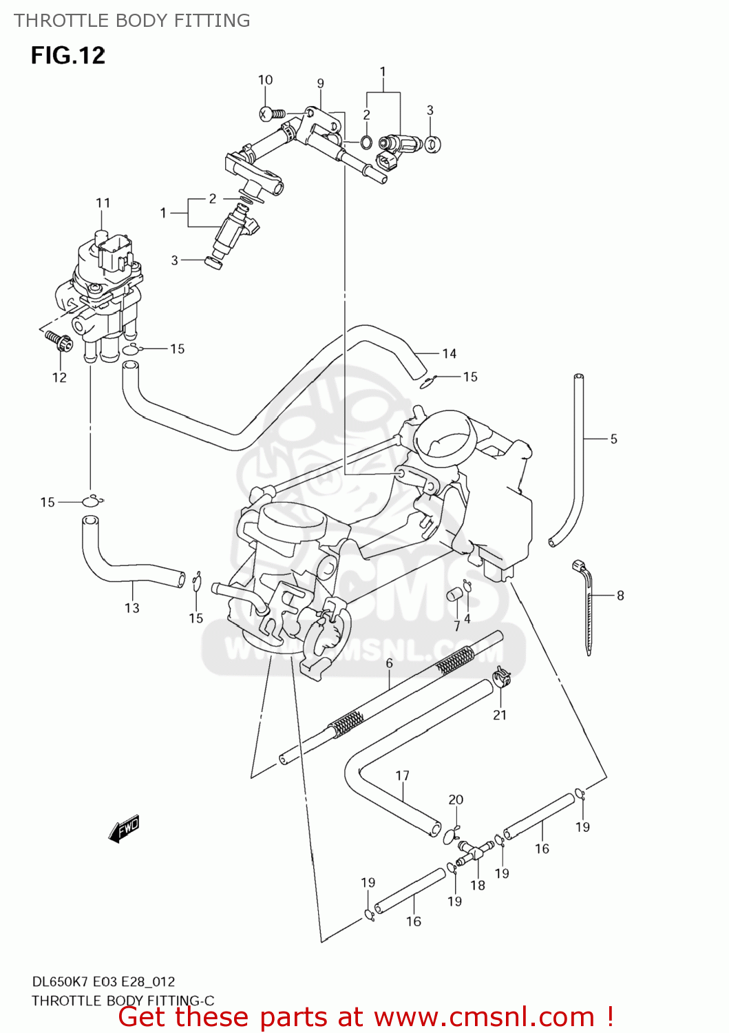THROTTLE BODY FITTING DL650A VSTROM 2007 (K7) USA (E03)
