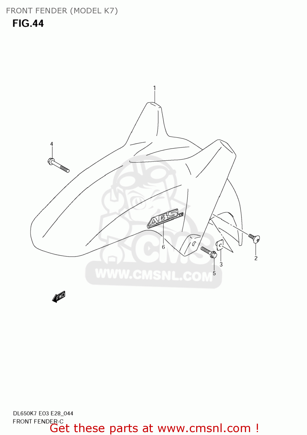 FRONT FENDER (MODEL K7) DL650A VSTROM 2008 (K8) USA (E03)