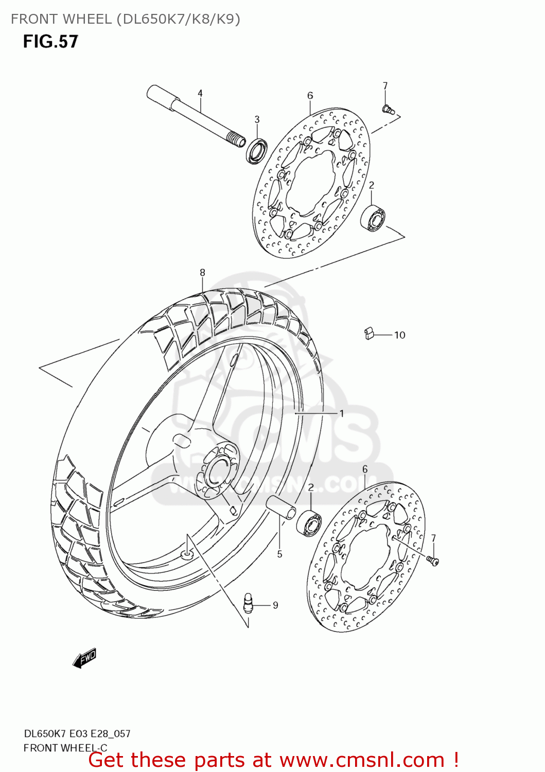FRONT WHEEL (DL650K7/K8/K9) DL650A VSTROM 2008 (K8) USA (E03)