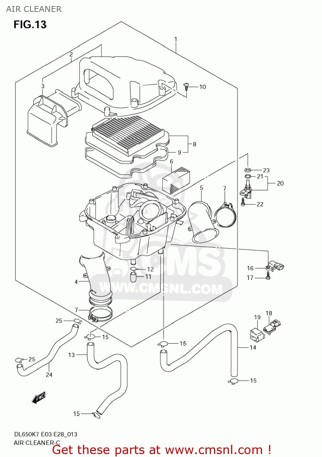 AIR CLEANER DL650A VSTROM 2009 (K9) USA (E03)