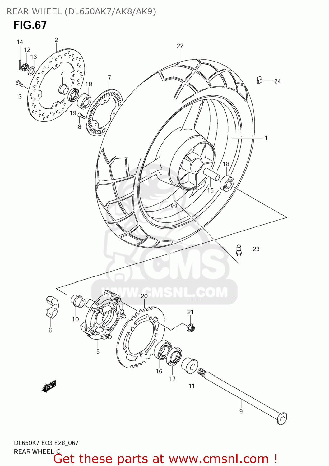 REAR WHEEL (DL650AK7/AK8/AK9) DL650A VSTROM 2009 (K9) USA (E03)