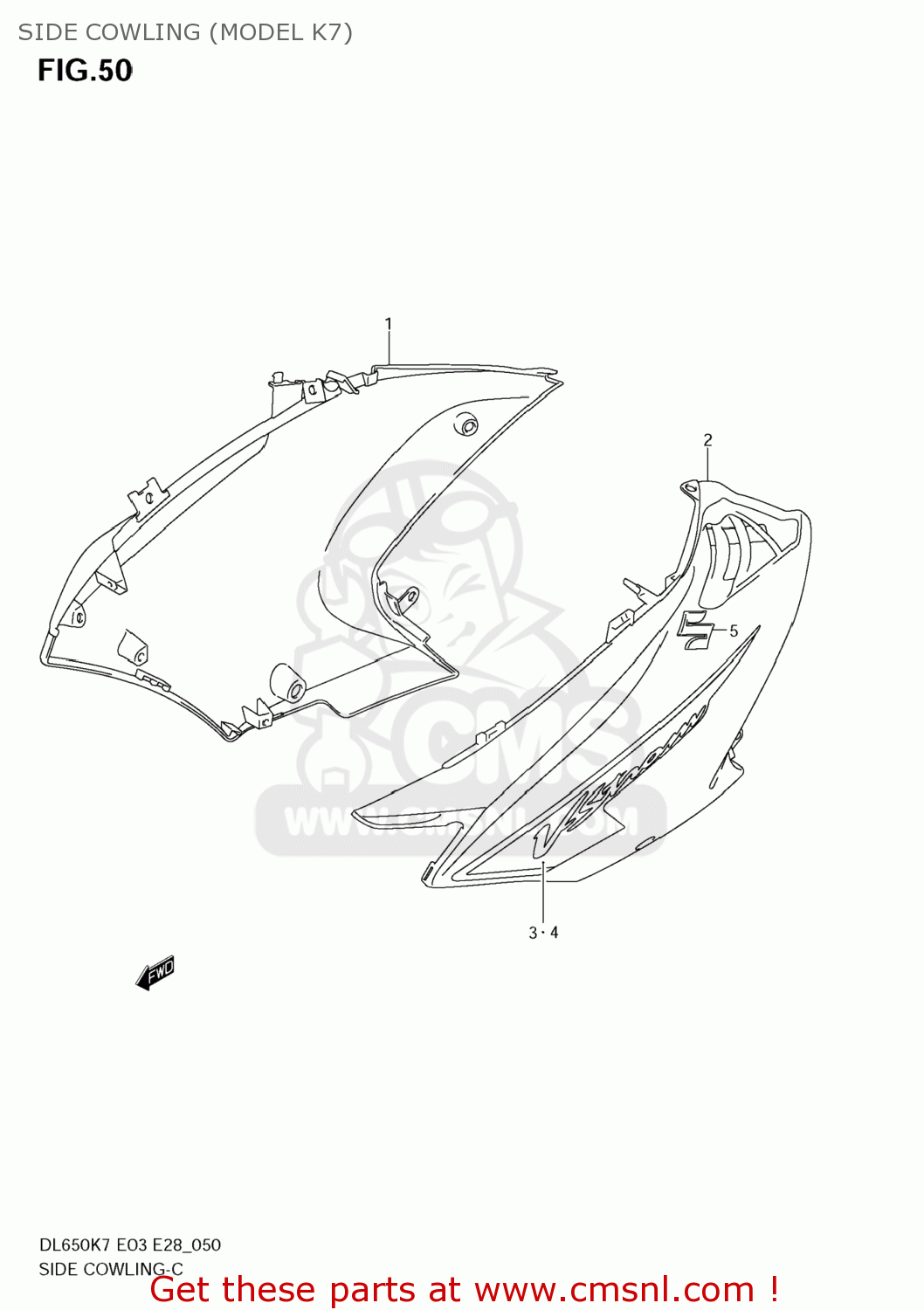 SIDE COWLING (MODEL K7) DL650A VSTROM 2009 (K9) USA (E03)