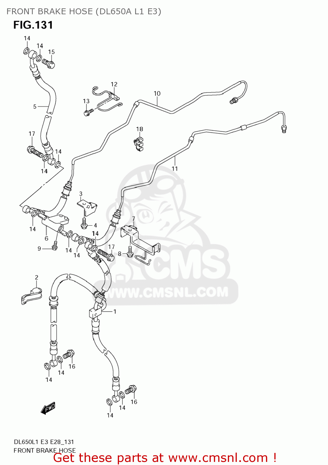FRONT BRAKE HOSE (DL650A L1 E3) DL650A VSTROM 2011 (L1) USA (E03)