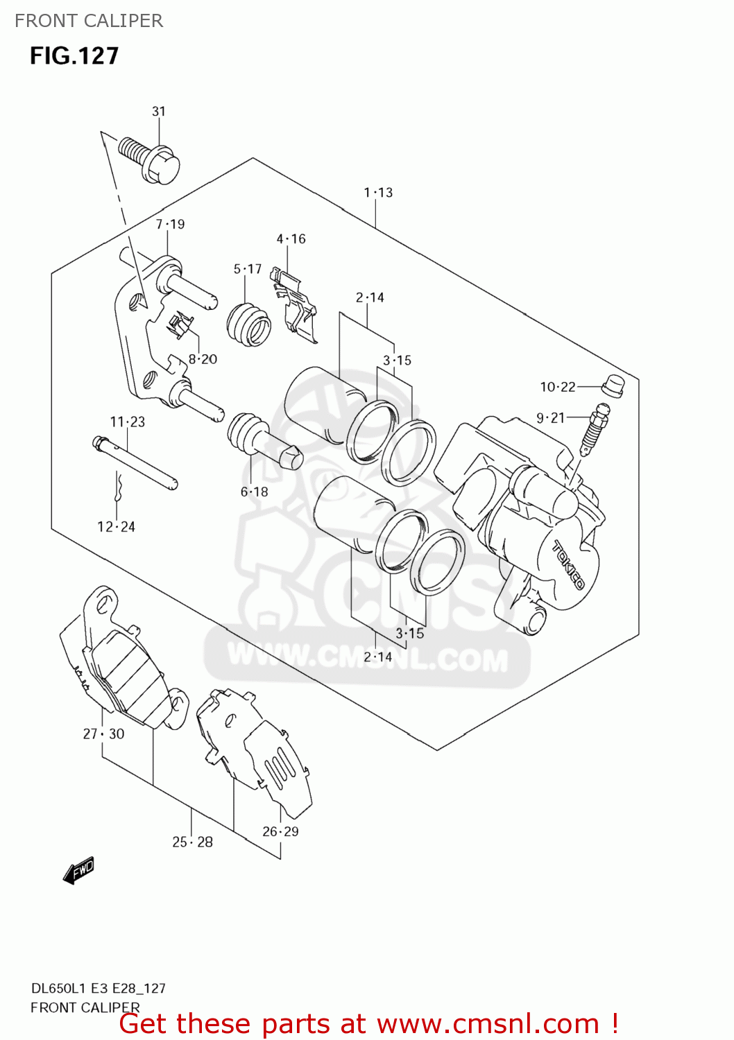FRONT CALIPER DL650A VSTROM 2011 (L1) USA (E03)