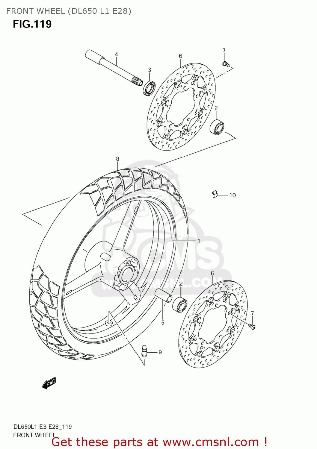 FRONT WHEEL (DL650 L1 E28) DL650A VSTROM 2011 (L1) USA (E03)