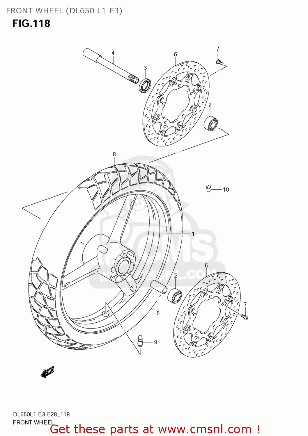 FRONT WHEEL (DL650 L1 E3) DL650A VSTROM 2011 (L1) USA (E03)