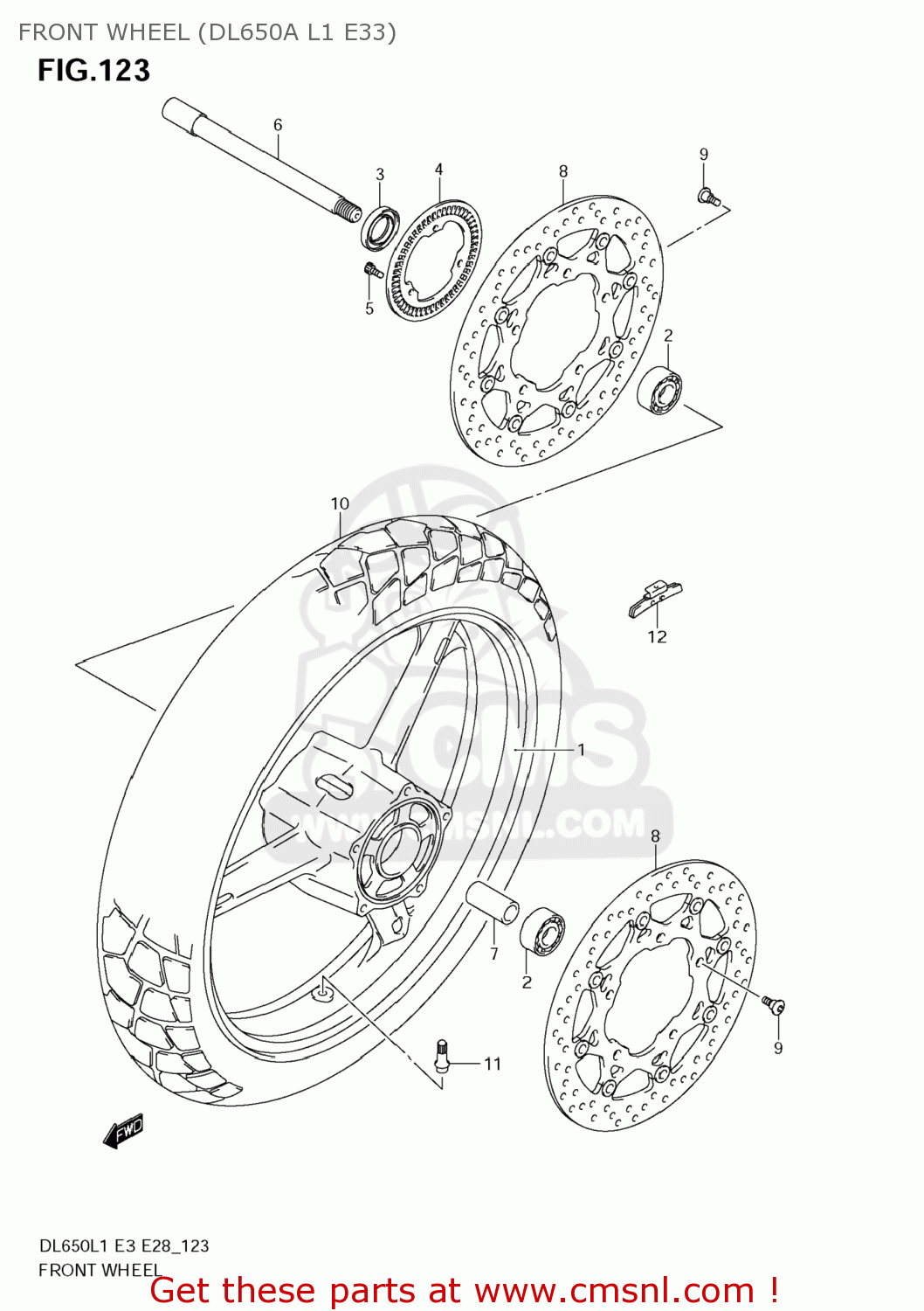 FRONT WHEEL (DL650A L1 E33) DL650A VSTROM 2011 (L1) USA (E03)