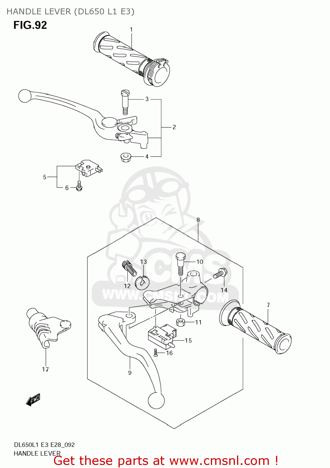 HANDLE LEVER (DL650 L1 E3) DL650A VSTROM 2011 (L1) USA (E03)