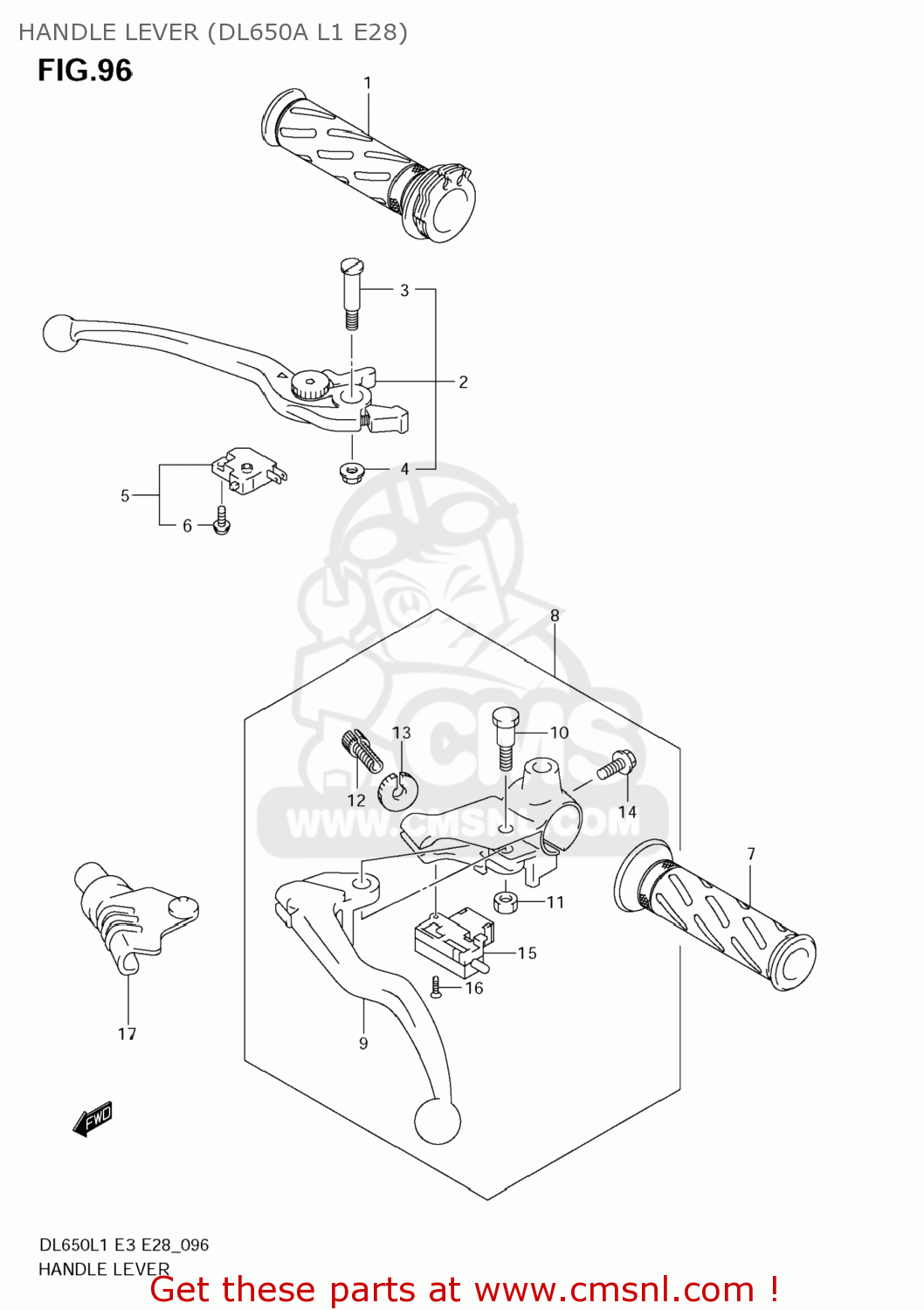 HANDLE LEVER (DL650A L1 E28) DL650A VSTROM 2011 (L1) USA (E03)