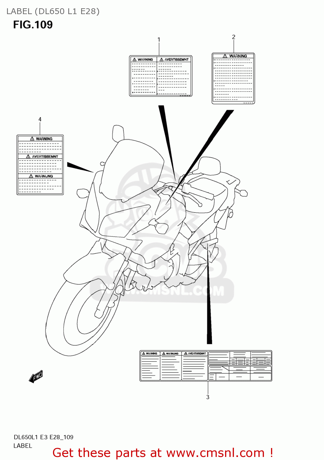 LABEL (DL650 L1 E28) DL650A VSTROM 2011 (L1) USA (E03)