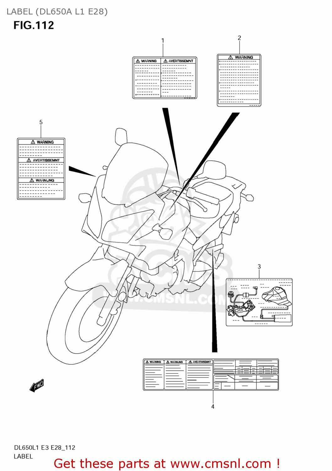 LABEL (DL650A L1 E28) DL650A VSTROM 2011 (L1) USA (E03)