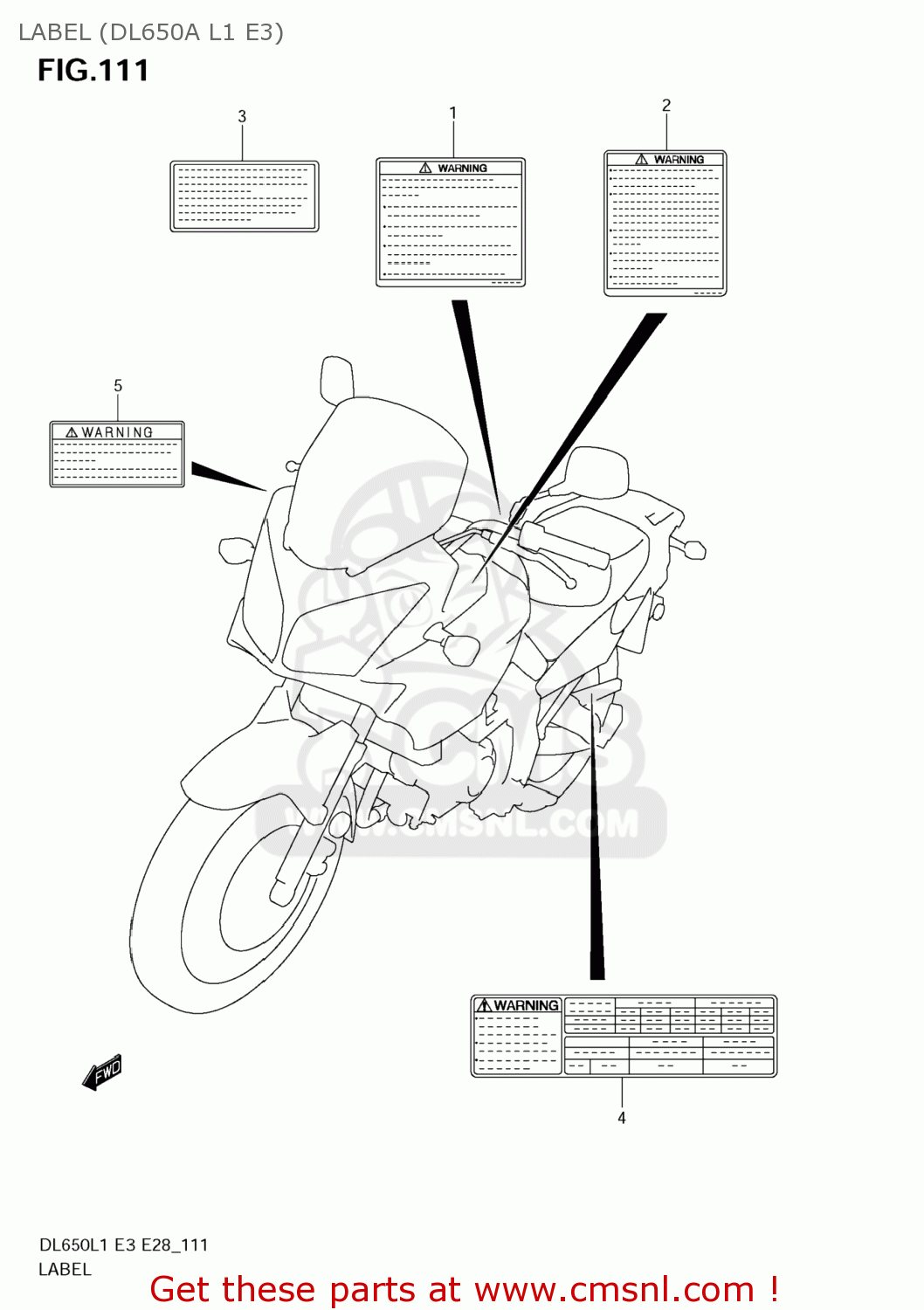LABEL (DL650A L1 E3) DL650A VSTROM 2011 (L1) USA (E03)