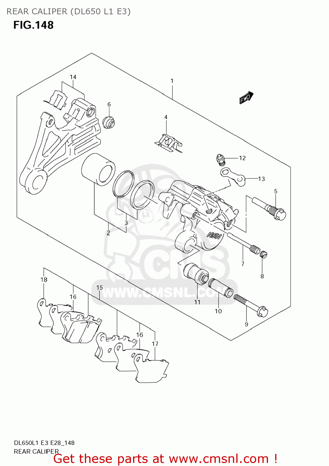 REAR CALIPER (DL650 L1 E3) DL650A VSTROM 2011 (L1) USA (E03)