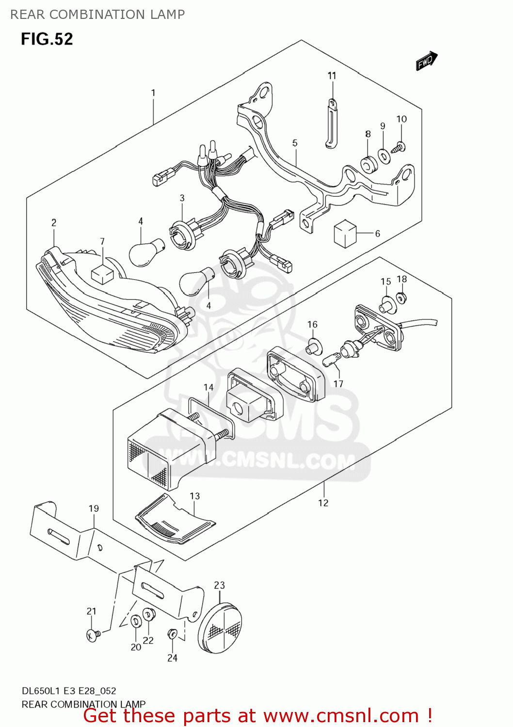 REAR COMBINATION LAMP DL650A VSTROM 2011 (L1) USA (E03)