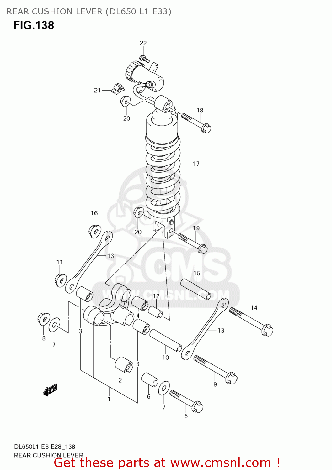 REAR CUSHION LEVER (DL650 L1 E33) DL650A VSTROM 2011 (L1) USA (E03)