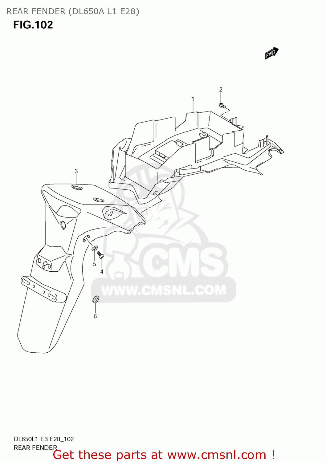 REAR FENDER (DL650A L1 E28) DL650A VSTROM 2011 (L1) USA (E03)