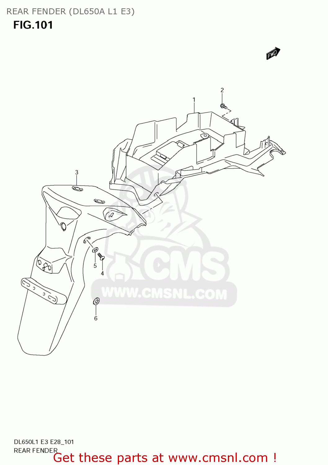 REAR FENDER (DL650A L1 E3) DL650A VSTROM 2011 (L1) USA (E03)