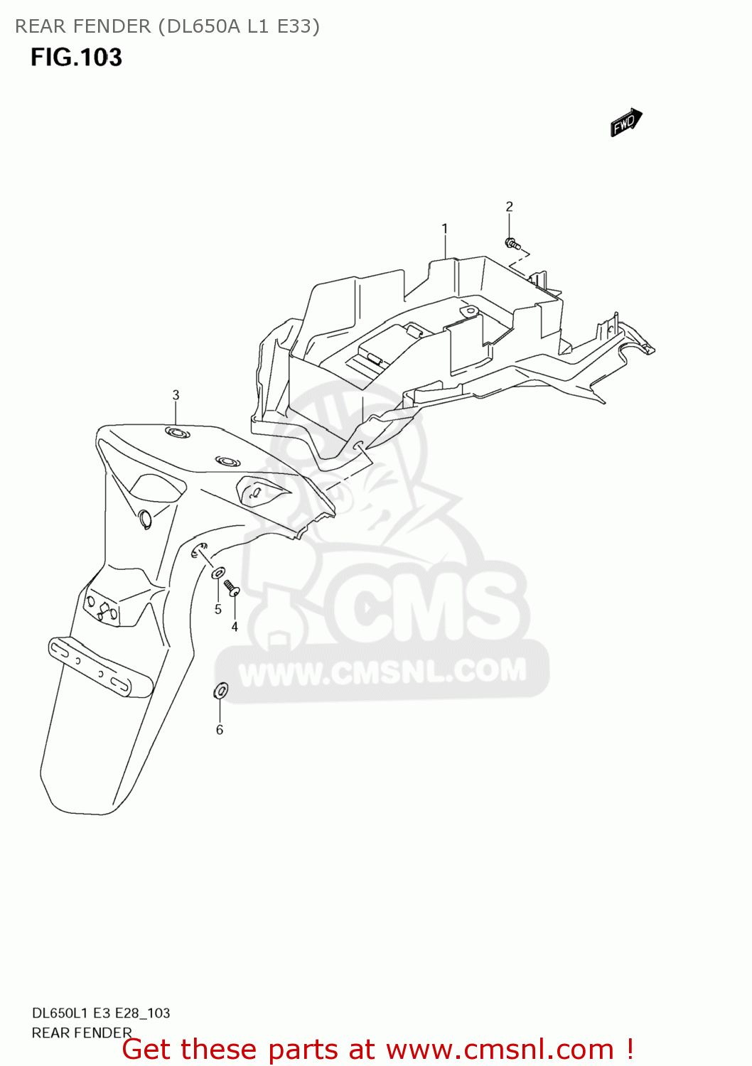 REAR FENDER (DL650A L1 E33) DL650A VSTROM 2011 (L1) USA (E03)