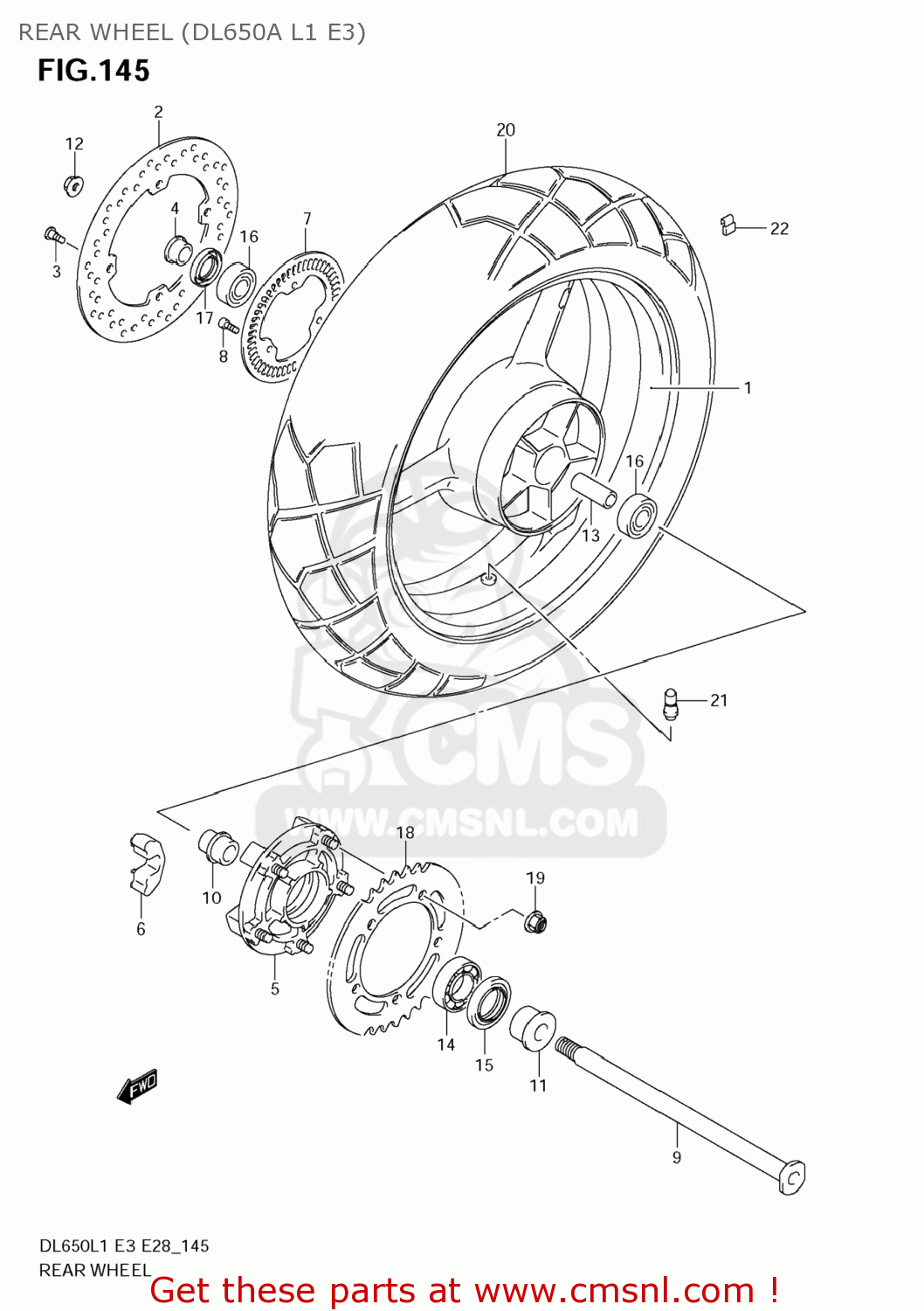 REAR WHEEL (DL650A L1 E3) DL650A VSTROM 2011 (L1) USA (E03)