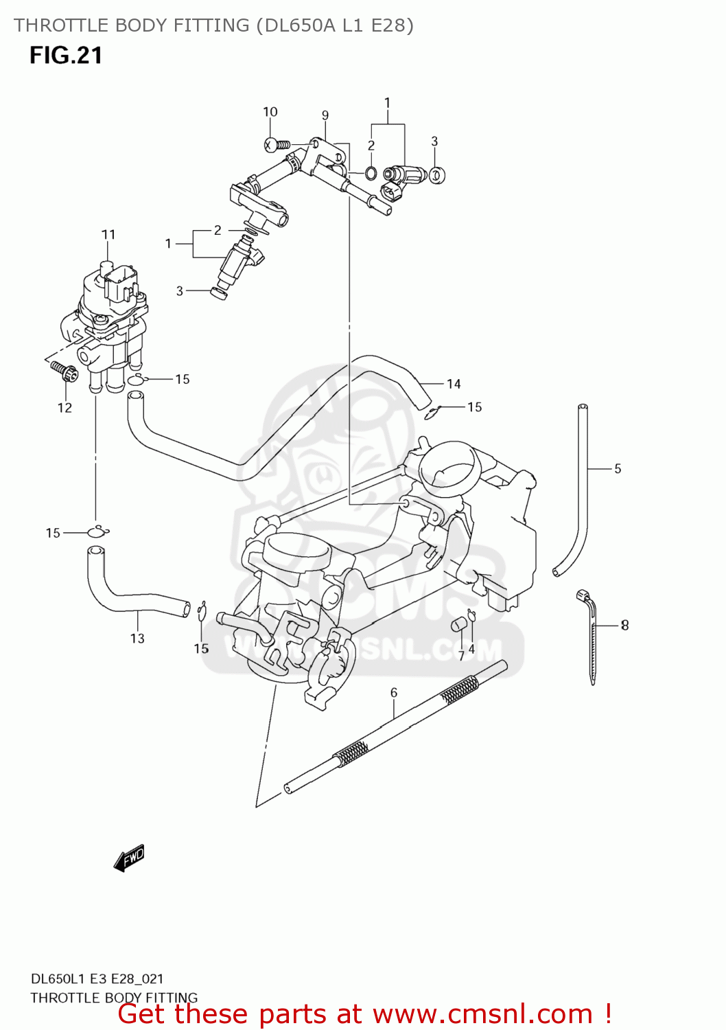 THROTTLE BODY FITTING (DL650A L1 E28) DL650A VSTROM 2011 (L1) USA (E03)