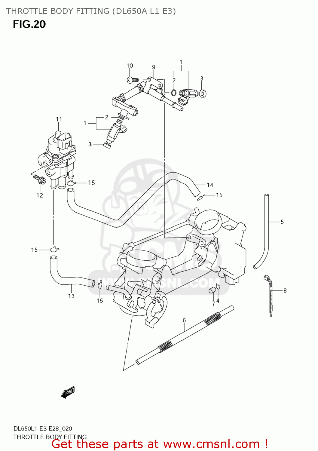 THROTTLE BODY FITTING (DL650A L1 E3) DL650A VSTROM 2011 (L1) USA (E03)