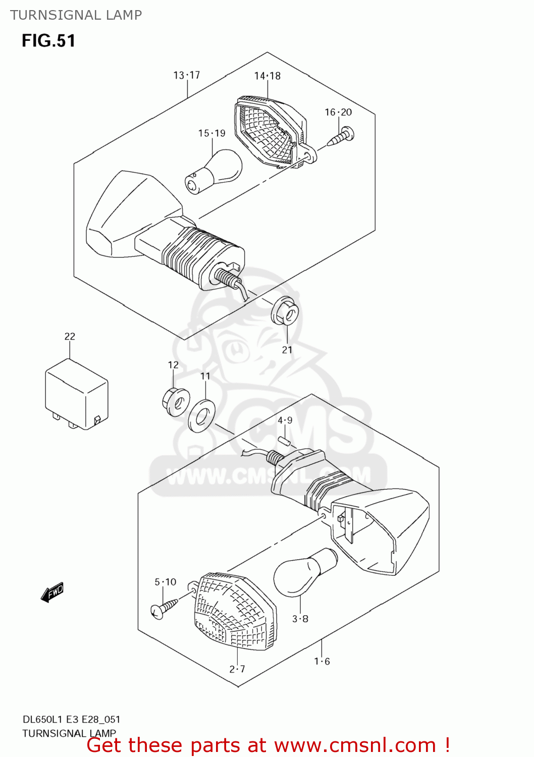 TURNSIGNAL LAMP DL650A VSTROM 2011 (L1) USA (E03)