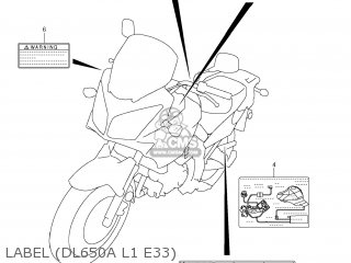 LABEL (DL650A L1 E33) - DL650A VSTROM 2011 (L1) USA (E03)