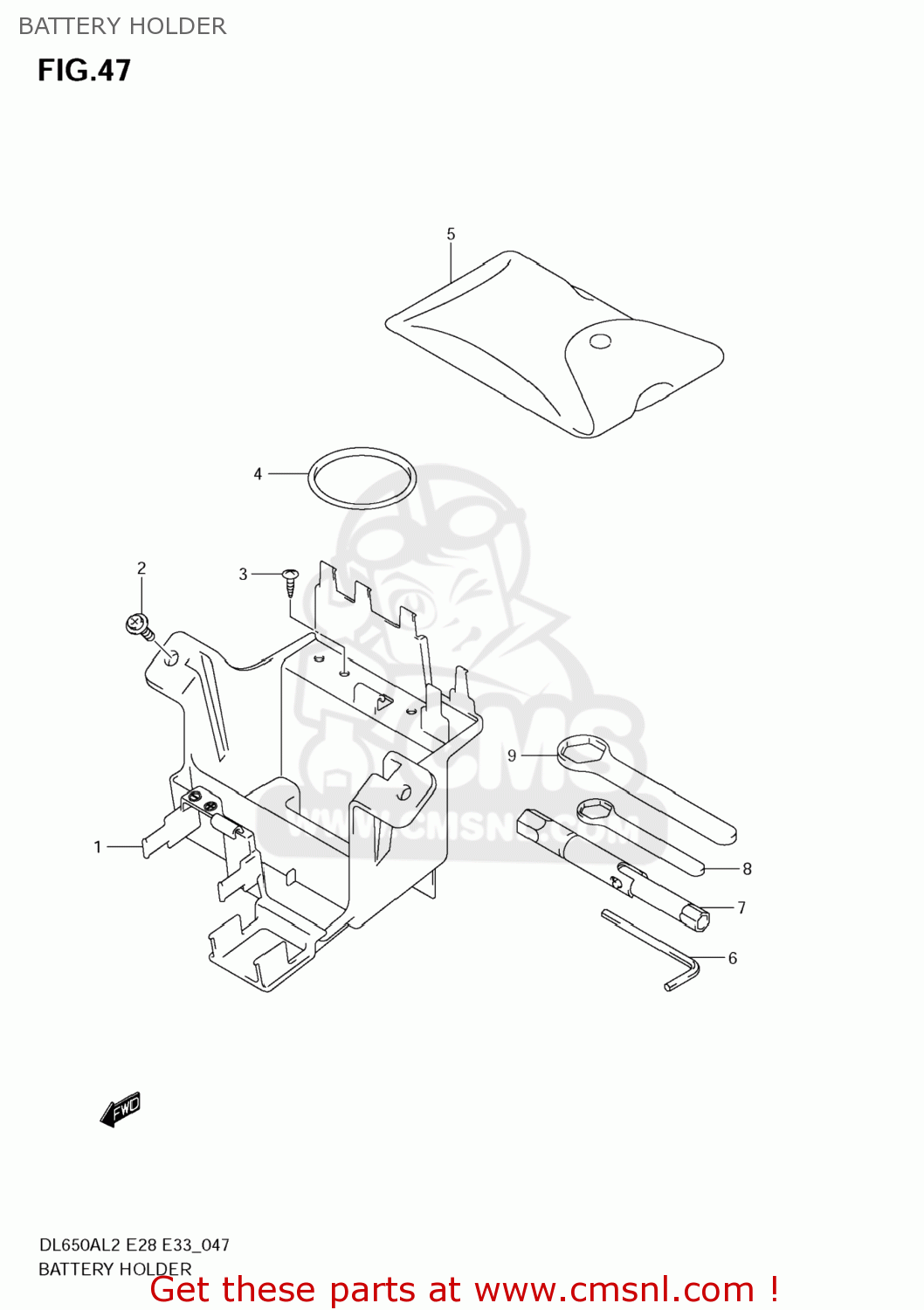BATTERY HOLDER DL650A VSTROM 2012 (L2) USA (E03)