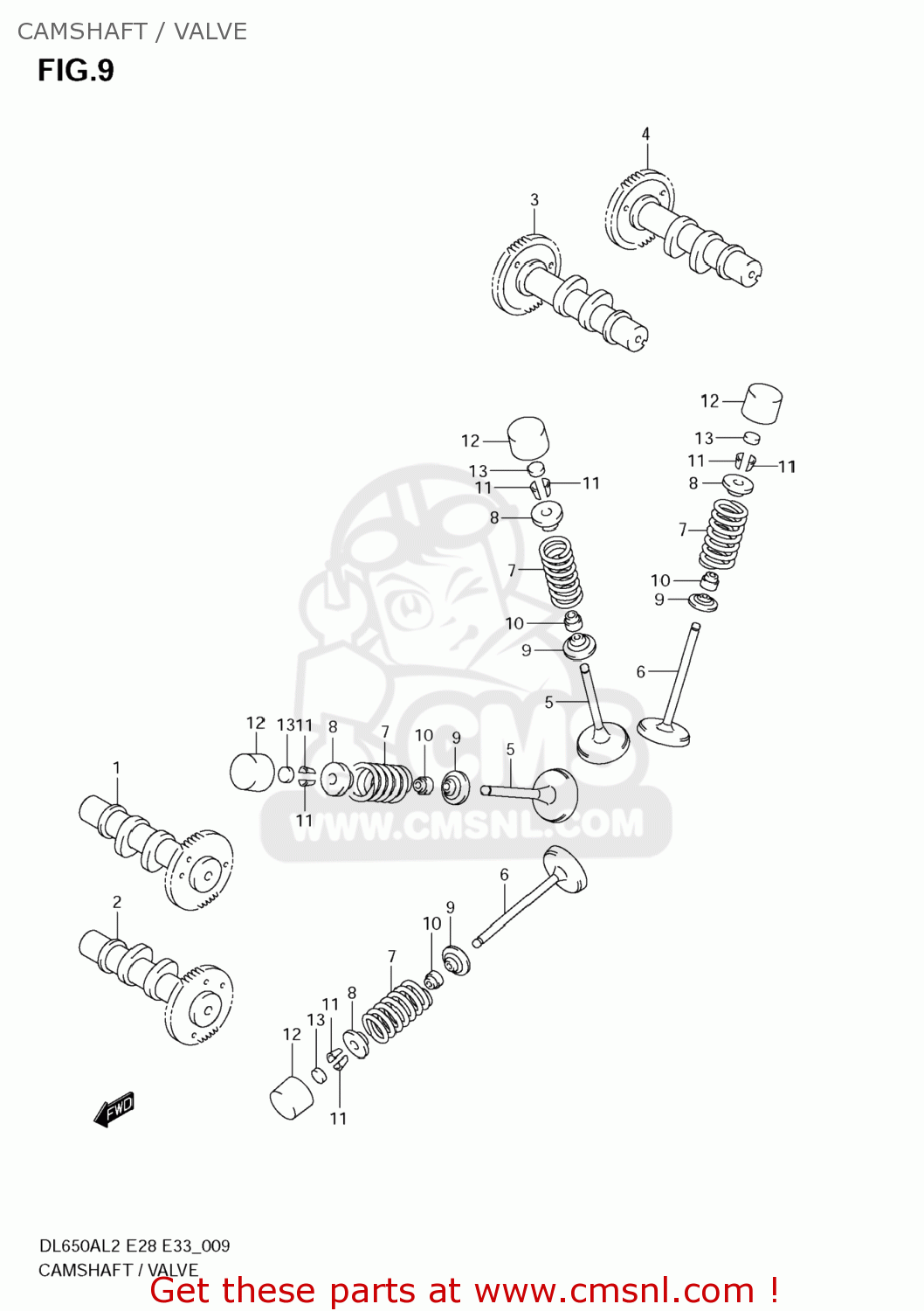 CAMSHAFT / VALVE DL650A VSTROM 2012 (L2) USA (E03)