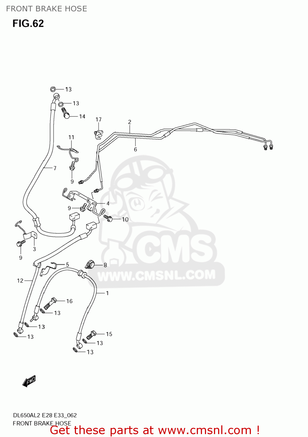 FRONT BRAKE HOSE DL650A VSTROM 2012 (L2) USA (E03)