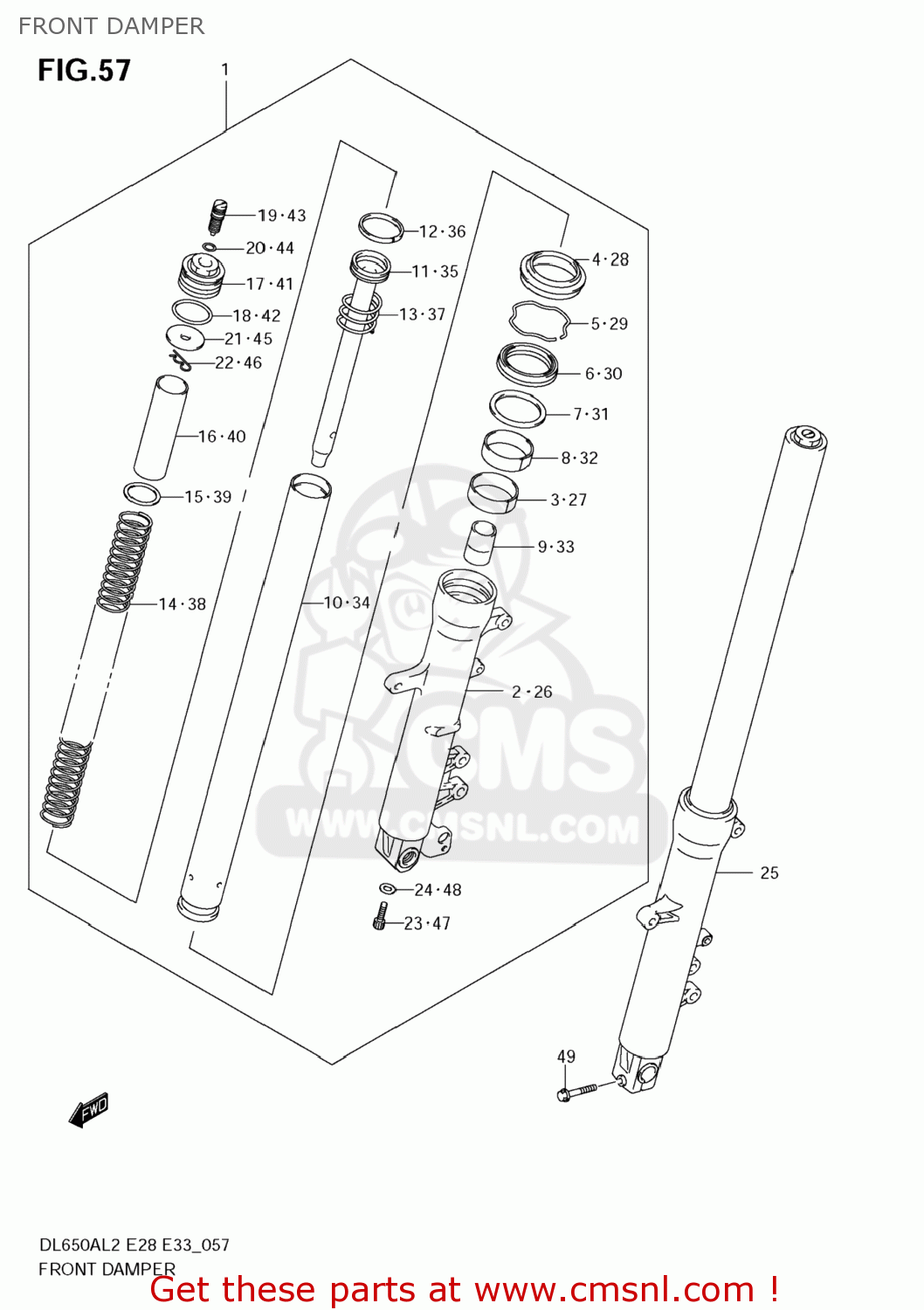 FRONT DAMPER DL650A VSTROM 2012 (L2) USA (E03)