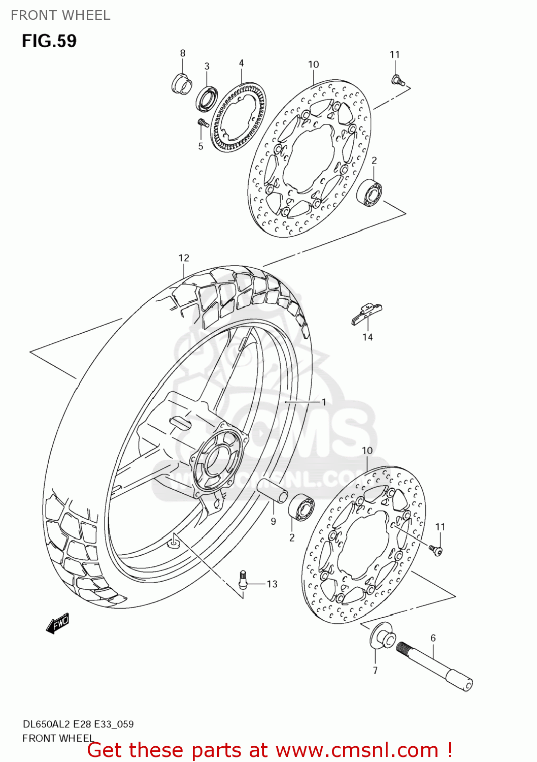 FRONT WHEEL DL650A VSTROM 2012 (L2) USA (E03)