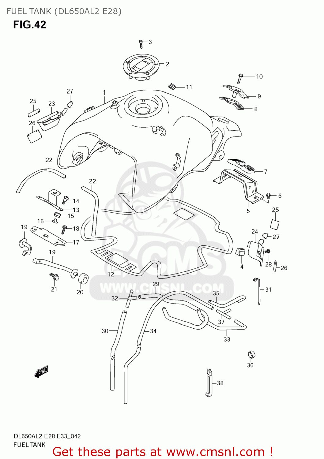 FUEL TANK (DL650AL2 E28) DL650A VSTROM 2012 (L2) USA (E03)