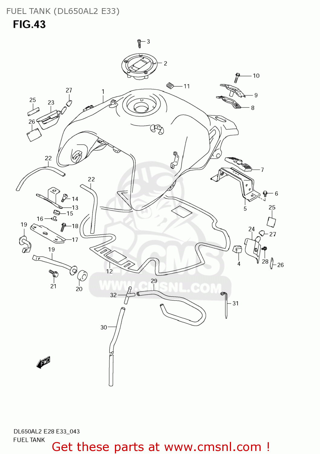 FUEL TANK (DL650AL2 E33) DL650A VSTROM 2012 (L2) USA (E03)