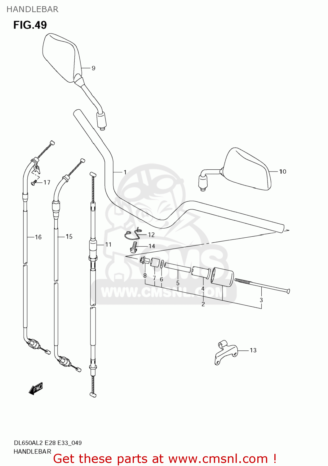 HANDLEBAR DL650A VSTROM 2012 (L2) USA (E03)
