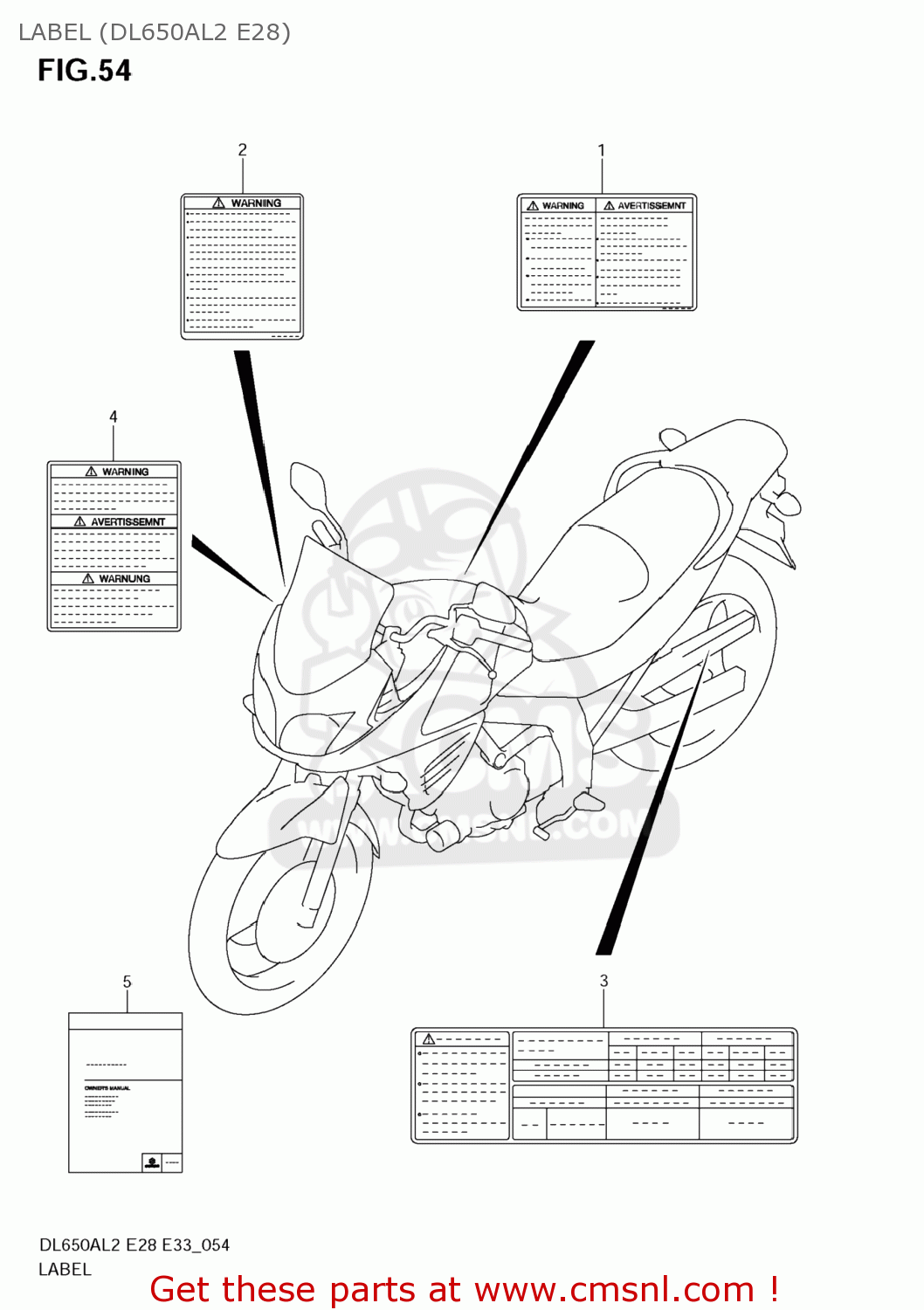 LABEL (DL650AL2 E28) DL650A VSTROM 2012 (L2) USA (E03)
