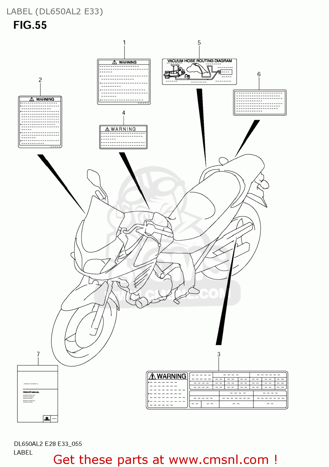 LABEL (DL650AL2 E33) DL650A VSTROM 2012 (L2) USA (E03)